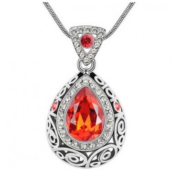 Orange austrian crystal big water drop pendant